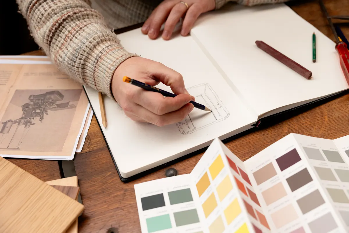 Pencil sketch on drawing table