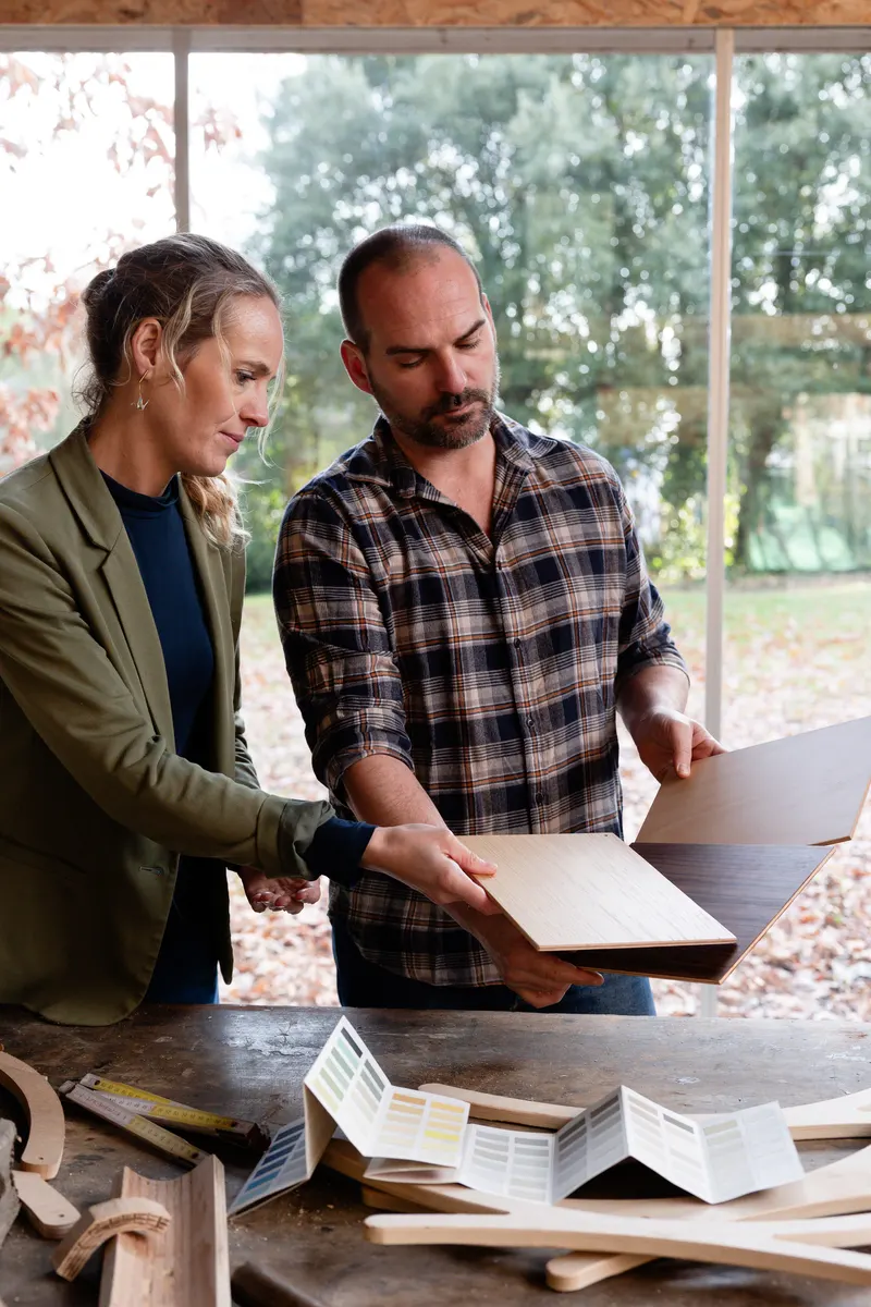 Founders discuss material samples